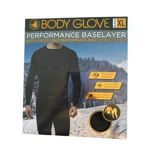 Body Glove Mens Black XL Fleece-Lined Performance Baselayer 2-Pc Set New